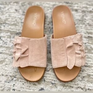 Vionic Roni Pink Suede Slide Sandals Size 7.5